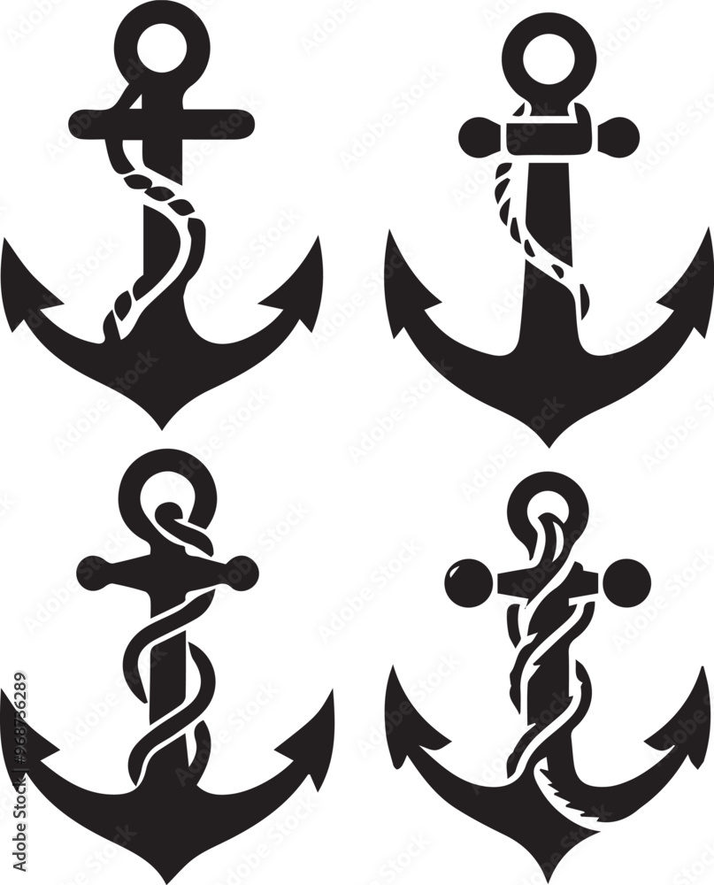 Naklejka premium Anchor silhouette, Anchor icon, Anchor vector, 