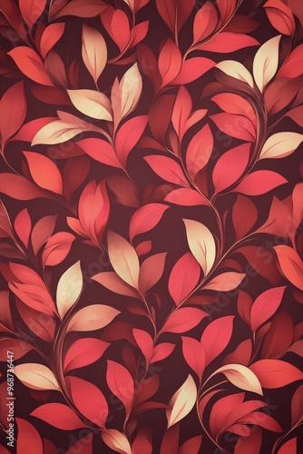 Abstract Red and White Leaf Pattern