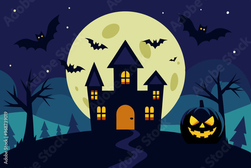 halloween background with castle