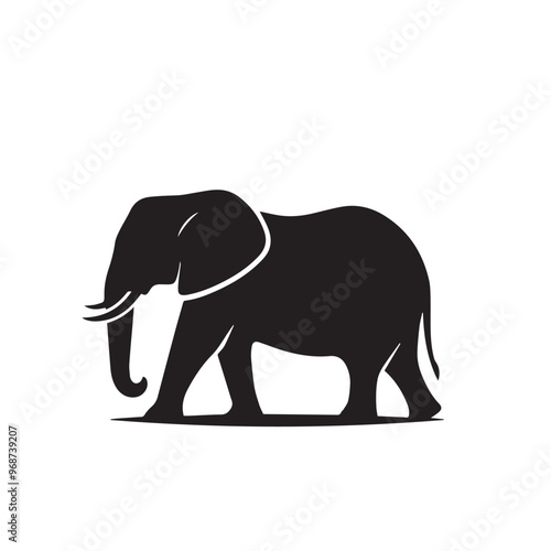 Elephant silhouette. Elephant vector design isolated on white background.