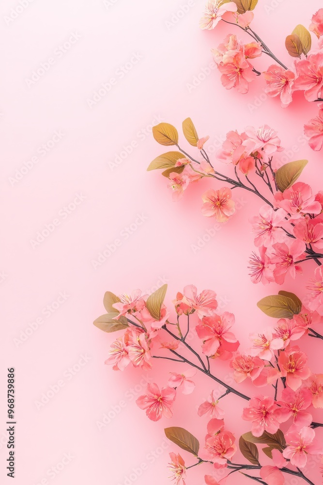 Delicate Pink Cherry Blossoms on Pastel Background Delicate Pink Cherry Blossoms on Pastel Background