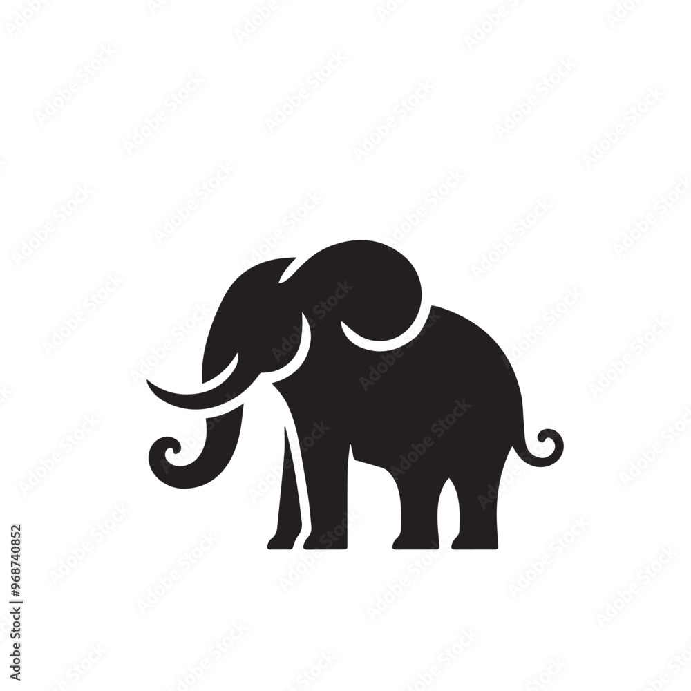 Fototapeta premium Elephant silhouette. Elephant vector design isolated on white background.