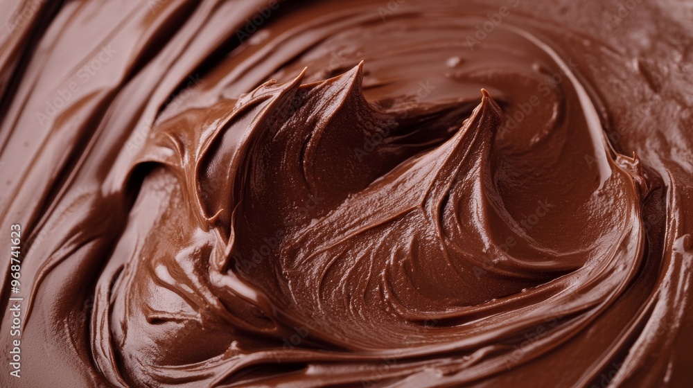 Smooth chocolate spread texture, close-up. Sweet indulgence and culinary delight concept Smooth chocolate spread texture, close-up. Sweet indulgence and culinary delight concept