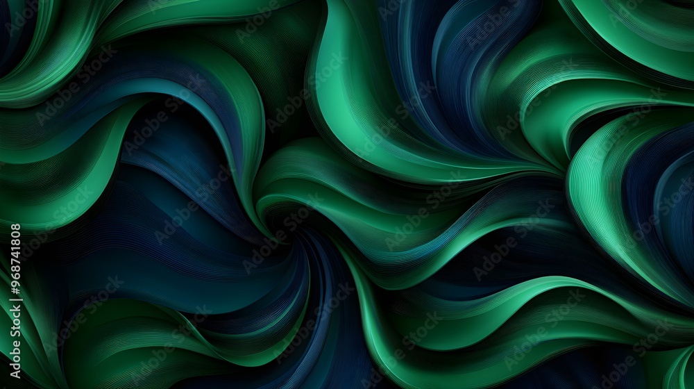 Obraz premium Seamless mandala patterns with swirling lines, deep emerald and sapphire tones, intricate and mesmerizing, in a modern vector style, with a touch of minimalism.