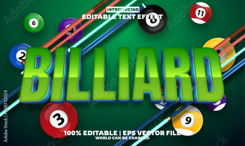 Billiard New editable text effect in new modern trend style