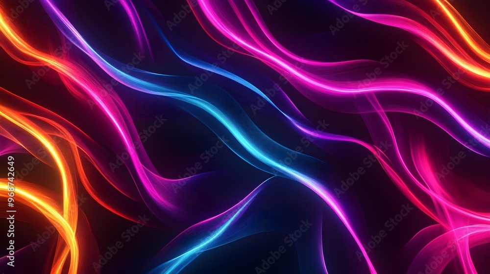 Energetic abstract lines in a chaotic pattern, electric colors, seamless, modern art style, vibrant and bold for decor Energetic abstract lines in a chaotic pattern, electric colors, seamless, modern art style, vibrant and bold for decor