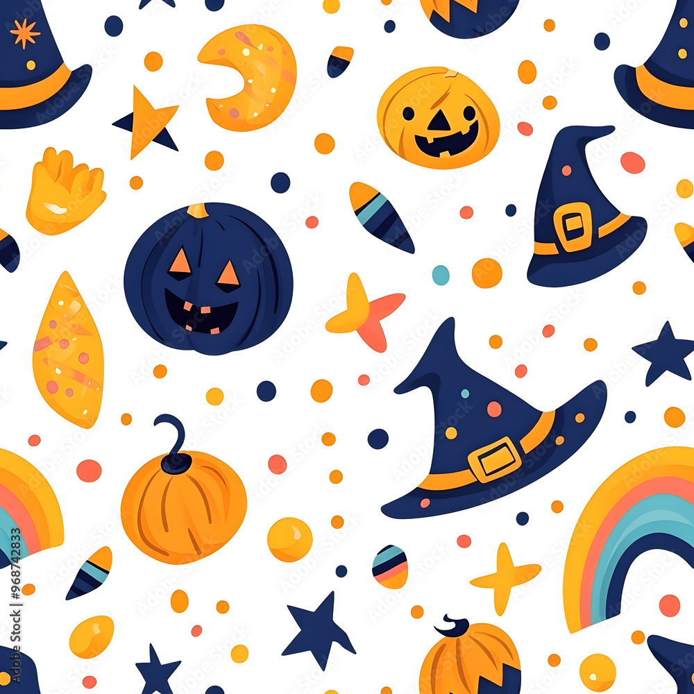 Halloween style wallpaper amber background, seamless pattern with halloween elements Halloween style wallpaper amber background, seamless pattern with halloween elements