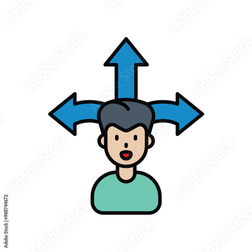 decisiveness color line icon with white background vector stock illustration