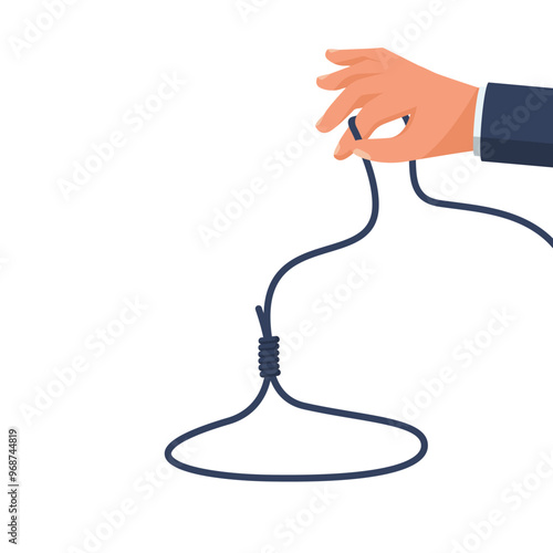 Trap concept. Business people metaphor. Vector illustration flat design. Isolated on white background. A rope loop in a person's hands. Template for bait.