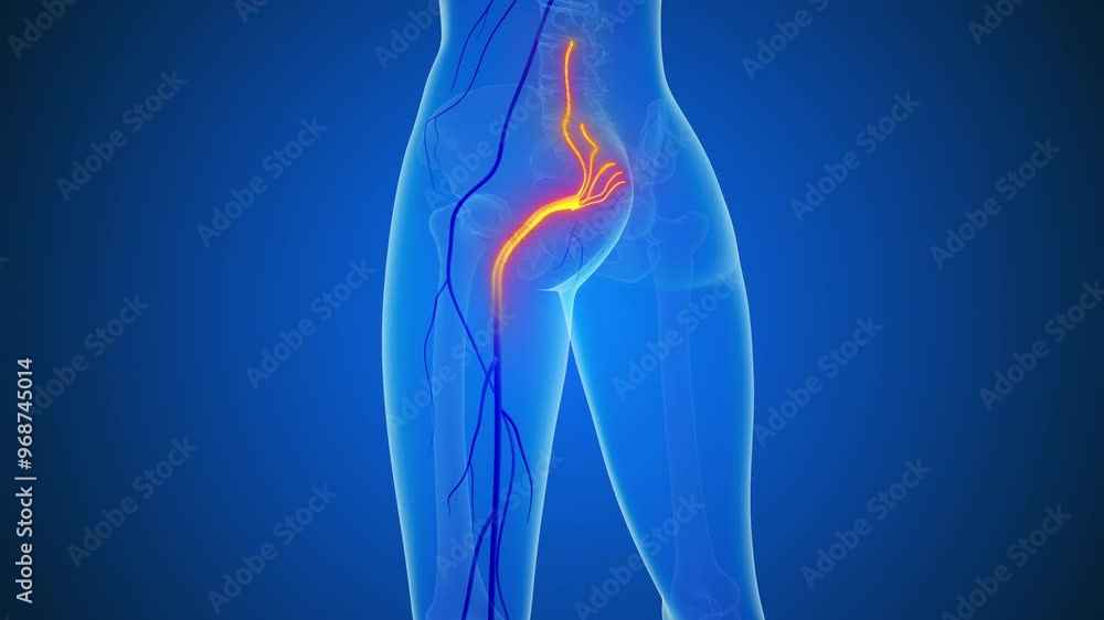 Sciatic spine and nerve pain medical concept Sciatic spine and nerve pain medical concept