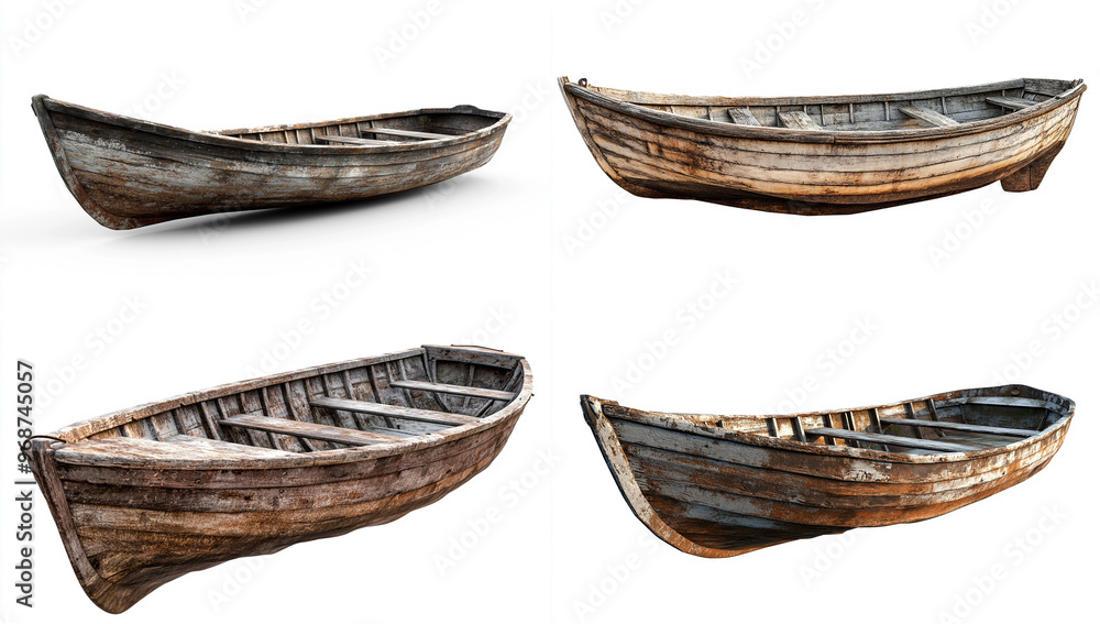 Old wooden boat isolated on a white background Old wooden boat isolated on a white background