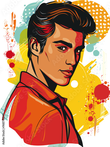Portrait of a man in retro style. Vector illustration