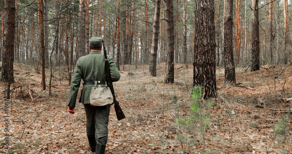 World War II German Wehrmacht Infantry Soldiers Of World War II Marching Running Along Forest In Spring Autumn World War II German Wehrmacht Infantry Soldiers Of World War II Marching Running Along Forest In Spring Autumn