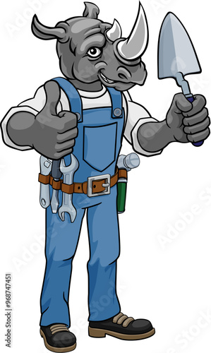 A rhino bricklayer builder ...