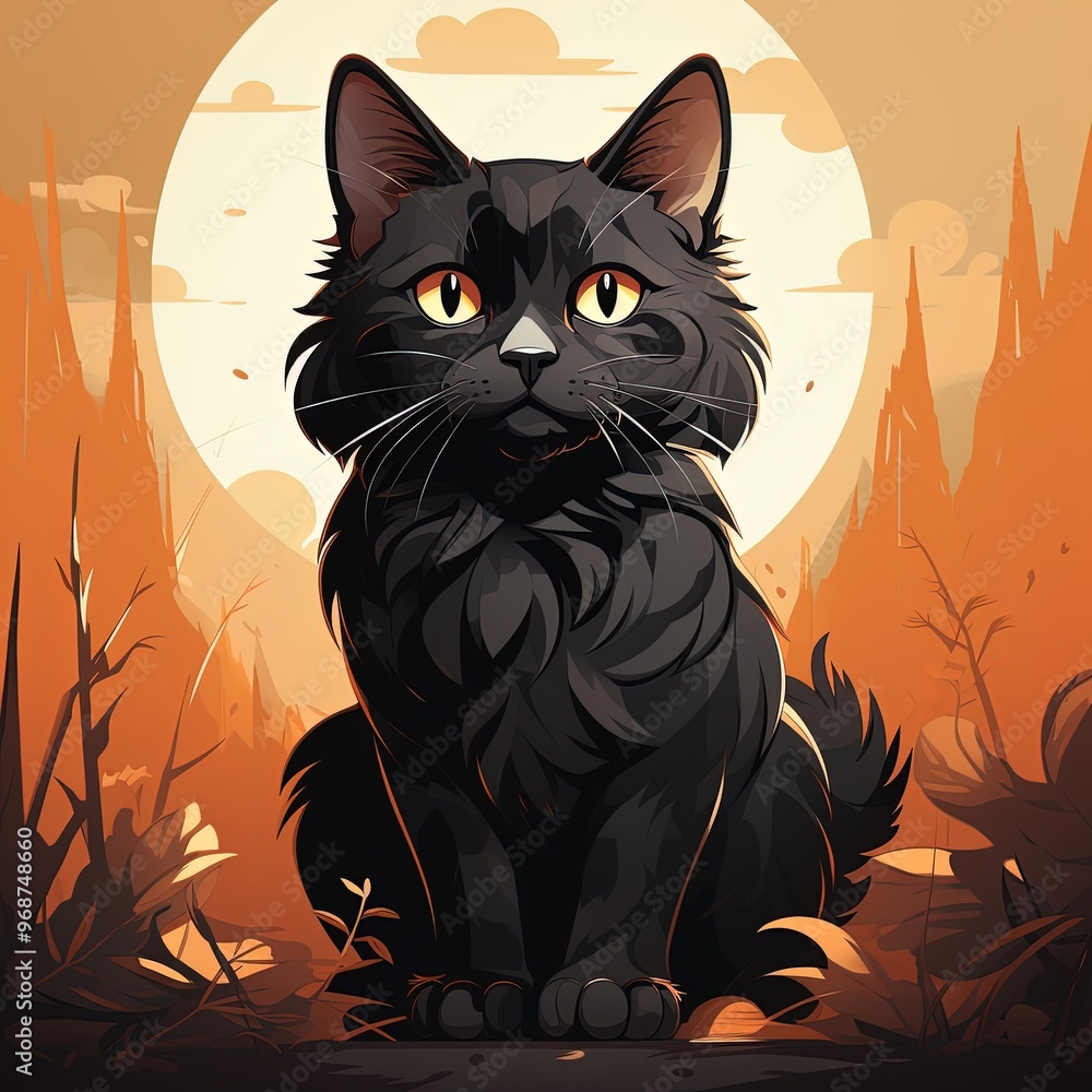 Modern and Minimalistic Cat Design Featuring a Dark Color Palette Modern and Minimalistic Cat Design Featuring a Dark Color Palette
