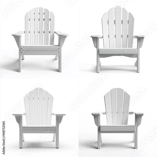 White Adirondack chair with a solid white background
