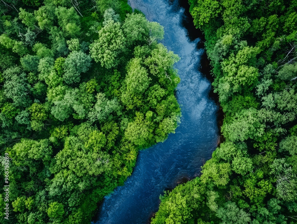 aerial view of nature river stream - ai aerial view of nature river stream - ai