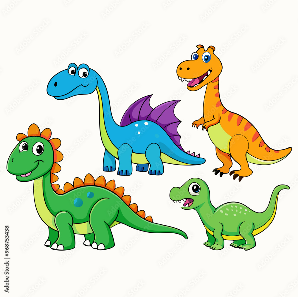 Naklejka premium set of funny Cartoon dinosaurs