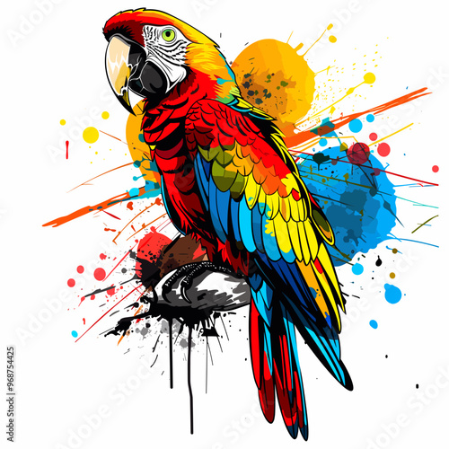 A colorful parrot retro style pop art pin up