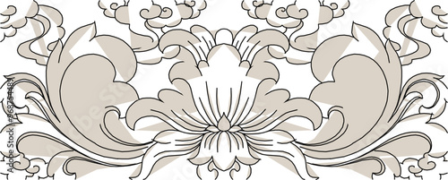 Vector sketch illustration silhouette design detail image ornament floral decoration arnimal classic vintage ethnic traditional