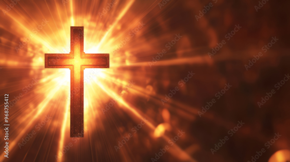 Golden cross with light rays Golden cross with light rays