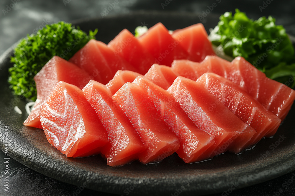 salmon sashimi on a plate salmon sashimi on a plate
