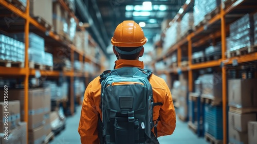 AI-powered exoskeleton assisting a factory worker: A worker using an AI-driven exoskeleton for heavy lifting.