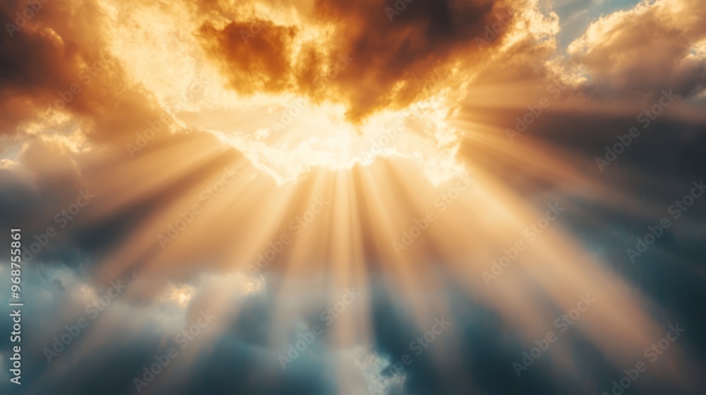 Golden Sun Rays Breaking Through Clouds Golden Sun Rays Breaking Through Clouds