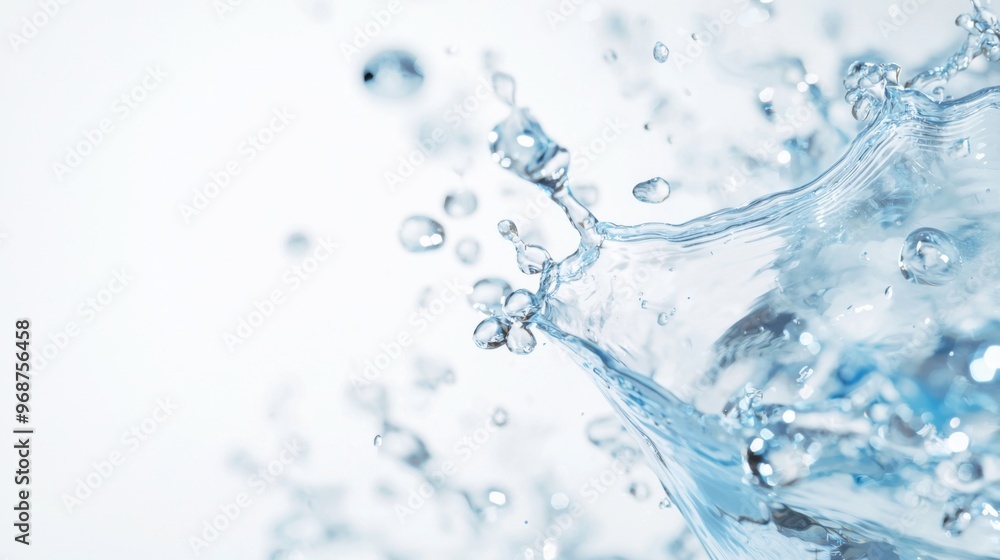 Dynamic water splash, vibrant blue droplets radiating outward, transparent and isolated on a clean white background, showcasing the beauty of fluid motion and form. Dynamic water splash, vibrant blue droplets radiating outward, transparent and isolated on a clean white background, showcasing the beauty of fluid motion and form.