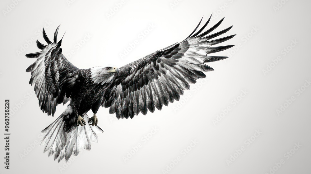 Bald Eagle in Flight with Wings Spread Wide Bald Eagle in Flight with Wings Spread Wide