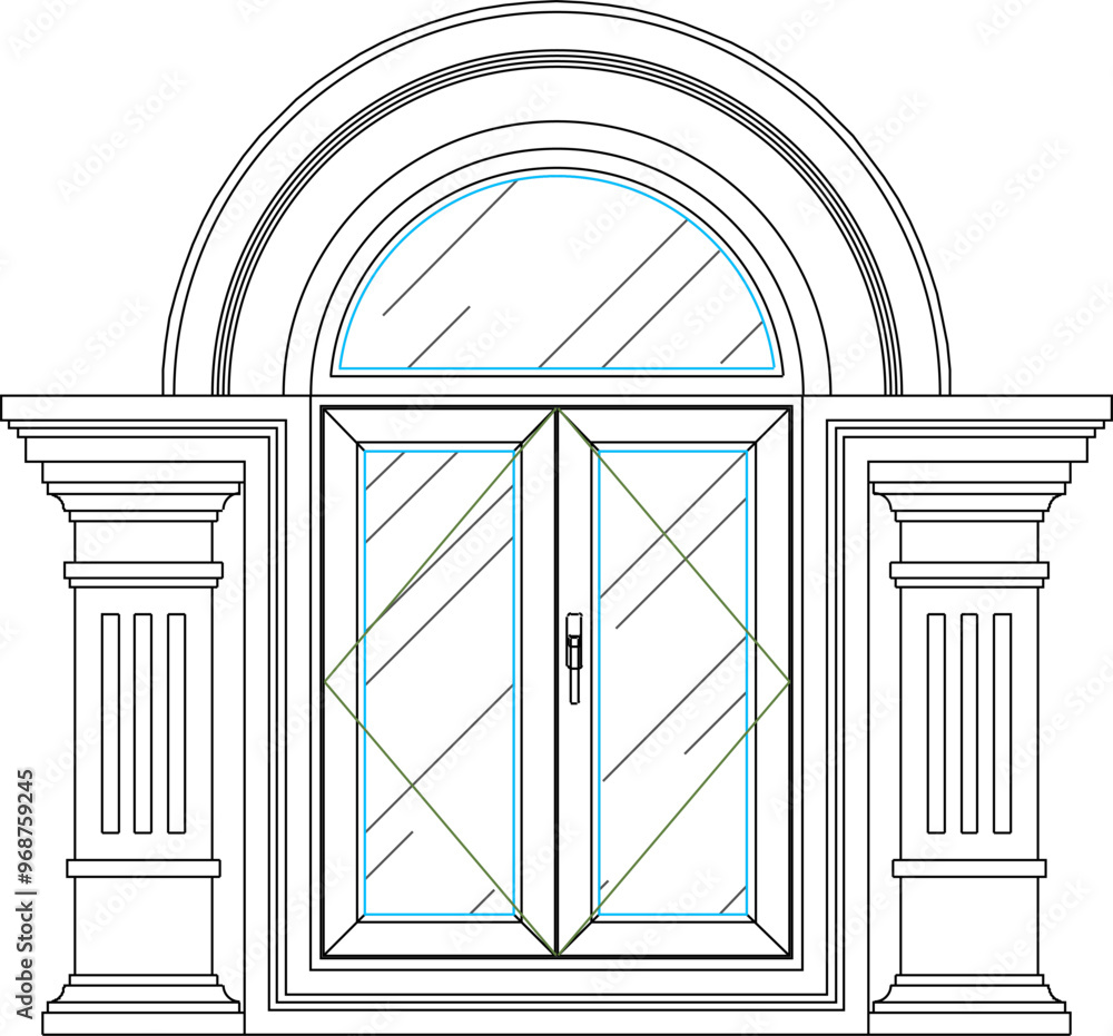 Vector sketch illustration silhouette design engineering drawing architecture door window building old house classic vintage ethnic european model Vector sketch illustration silhouette design engineering drawing architecture door window building old house classic vintage ethnic european model