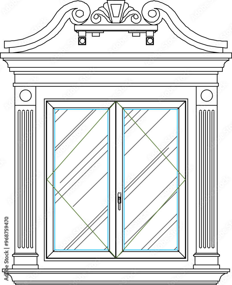 Vector sketch illustration silhouette design engineering drawing architecture door window building old house classic vintage ethnic european model Vector sketch illustration silhouette design engineering drawing architecture door window building old house classic vintage ethnic european model