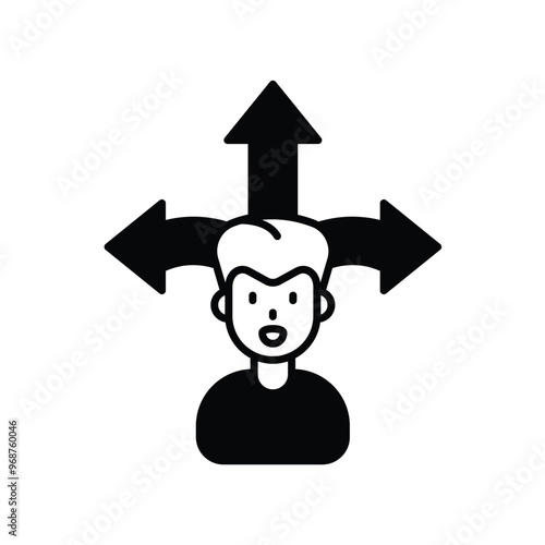decisiveness glyph icon with white background vector stock illustration