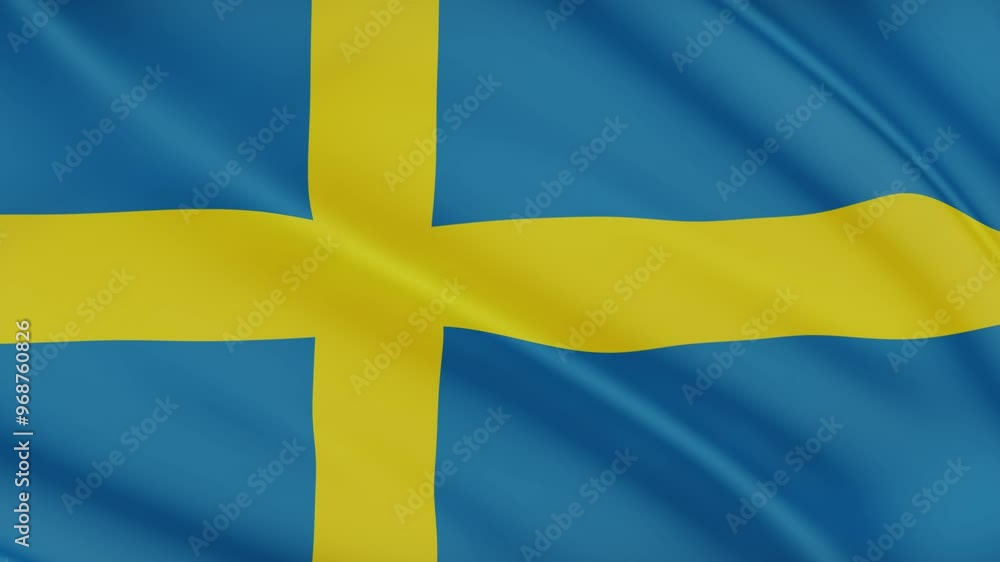 Flag Sweden Realistic Waving Wind Video