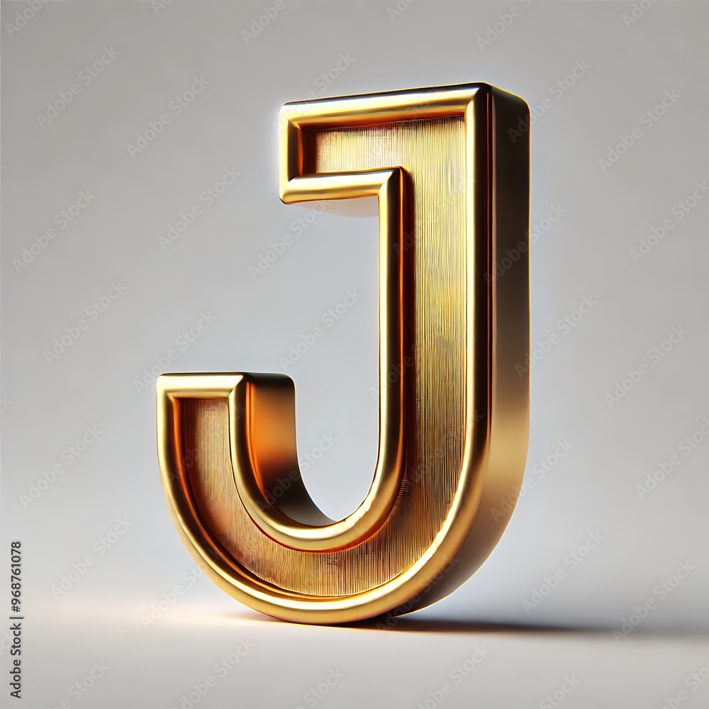 A 3D letter 'J' with a realistic golden texture on a white background, Generative Ai A 3D letter 'J' with a realistic golden texture on a white background, Generative Ai