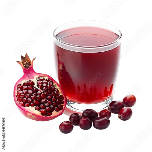 Pomegranate Cranberry Juice A blend of pomegranate and cranberry juices. Transparent background. Generative ai. photo