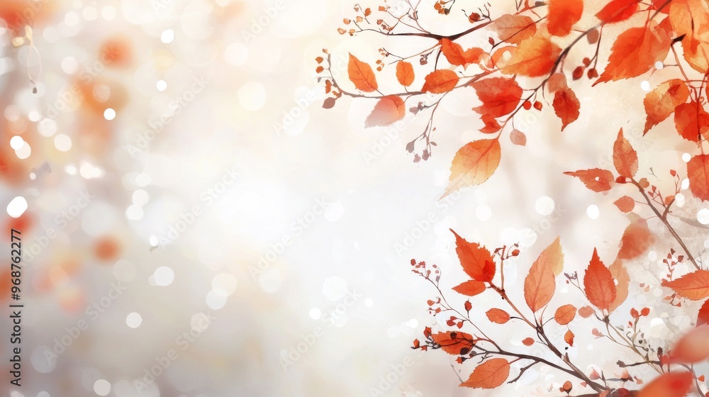 Fototapeta premium Autumn Serenity in Japanese Anime, vibrant watercolor animation of a park in autumn, featuring swirling leaves and gentle breezes, seamlessly looping for immersive ambiance.