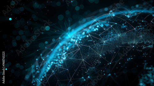 Abstract digital planet Earth representing global connectivity with glowing dots and lines, featuring blue frosted glass and white acrylic materials, emphasizing technological transparency and high 