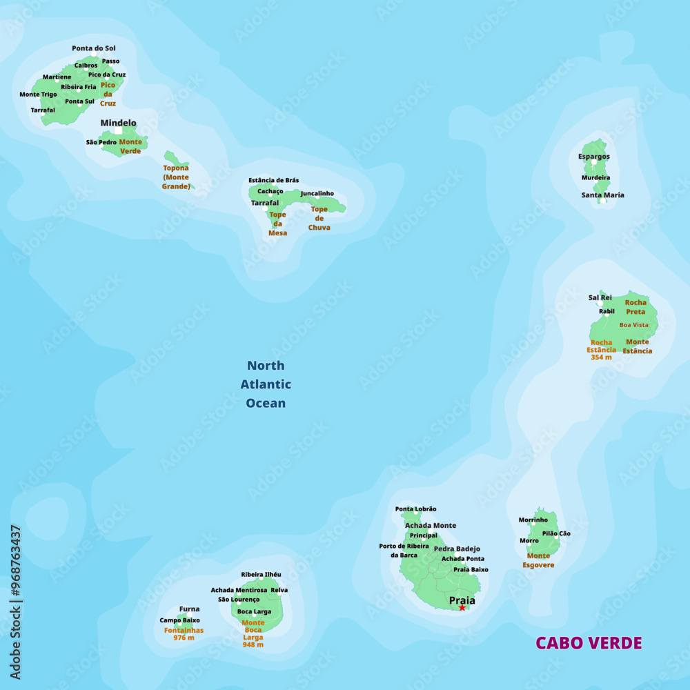 Simple political map of Cape Verde