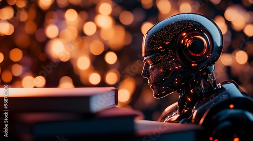 Robot struggling within a complex web of laws, emphasizing the intricacies of legal accountability in AI development focus on technology theme vibrant Composite law books backdrop