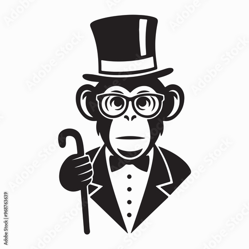 A  vector monkey face silhouette photo