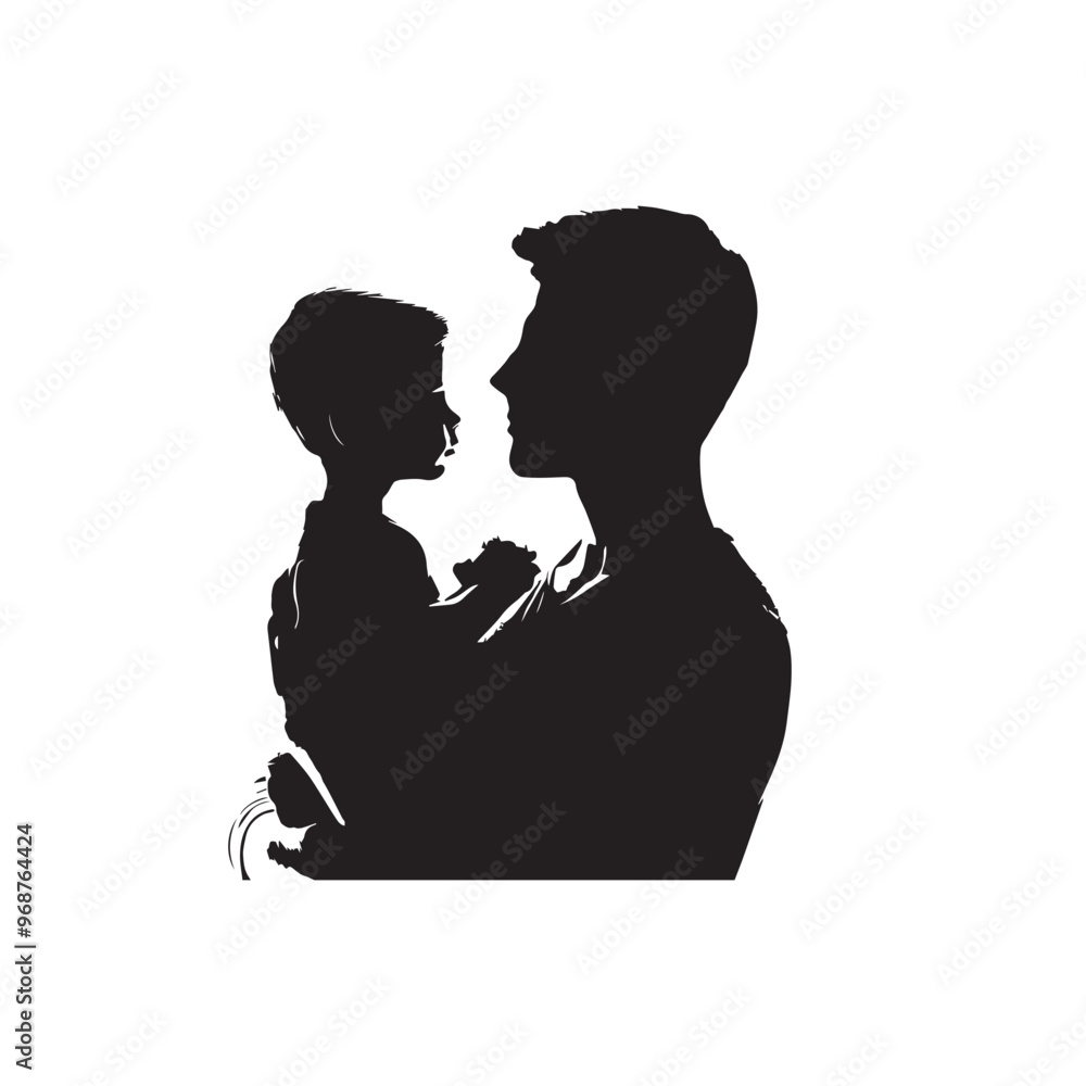 Father and son silhouette. Father and son lovely time. Father and son vector design black and white. Father and son silhouette. Father and son lovely time. Father and son vector design black and white.
