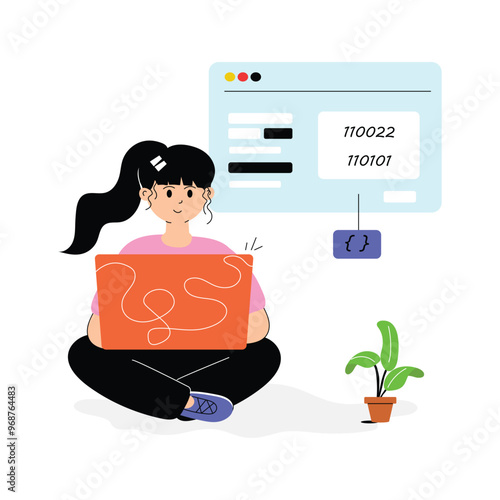 Woman coding in PHP for web development and backend solutions