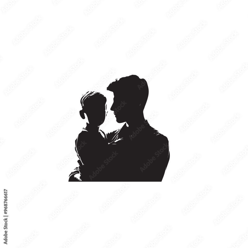 Father and son silhouette. Father and son lovely time. Father and son vector design black and white. Father and son silhouette. Father and son lovely time. Father and son vector design black and white.