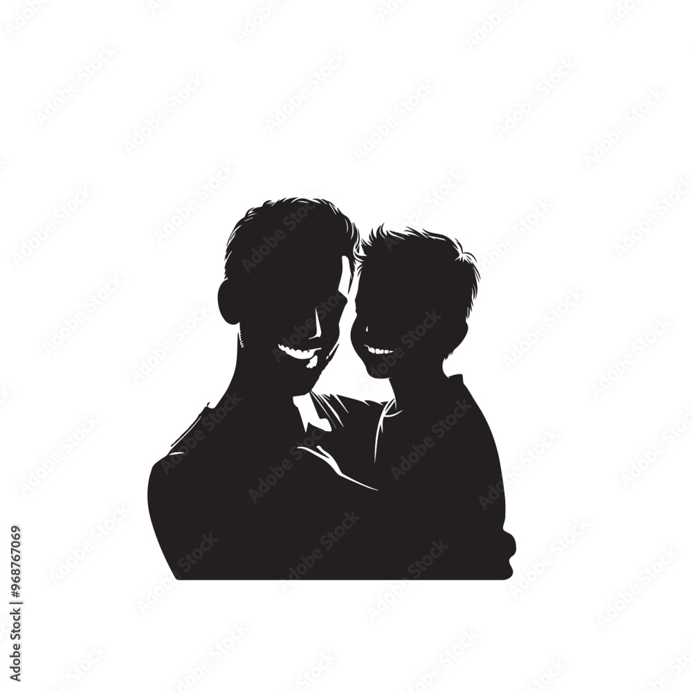 Father and son silhouette. Father and son lovely time. Father and son vector design black and white. Father and son silhouette. Father and son lovely time. Father and son vector design black and white.