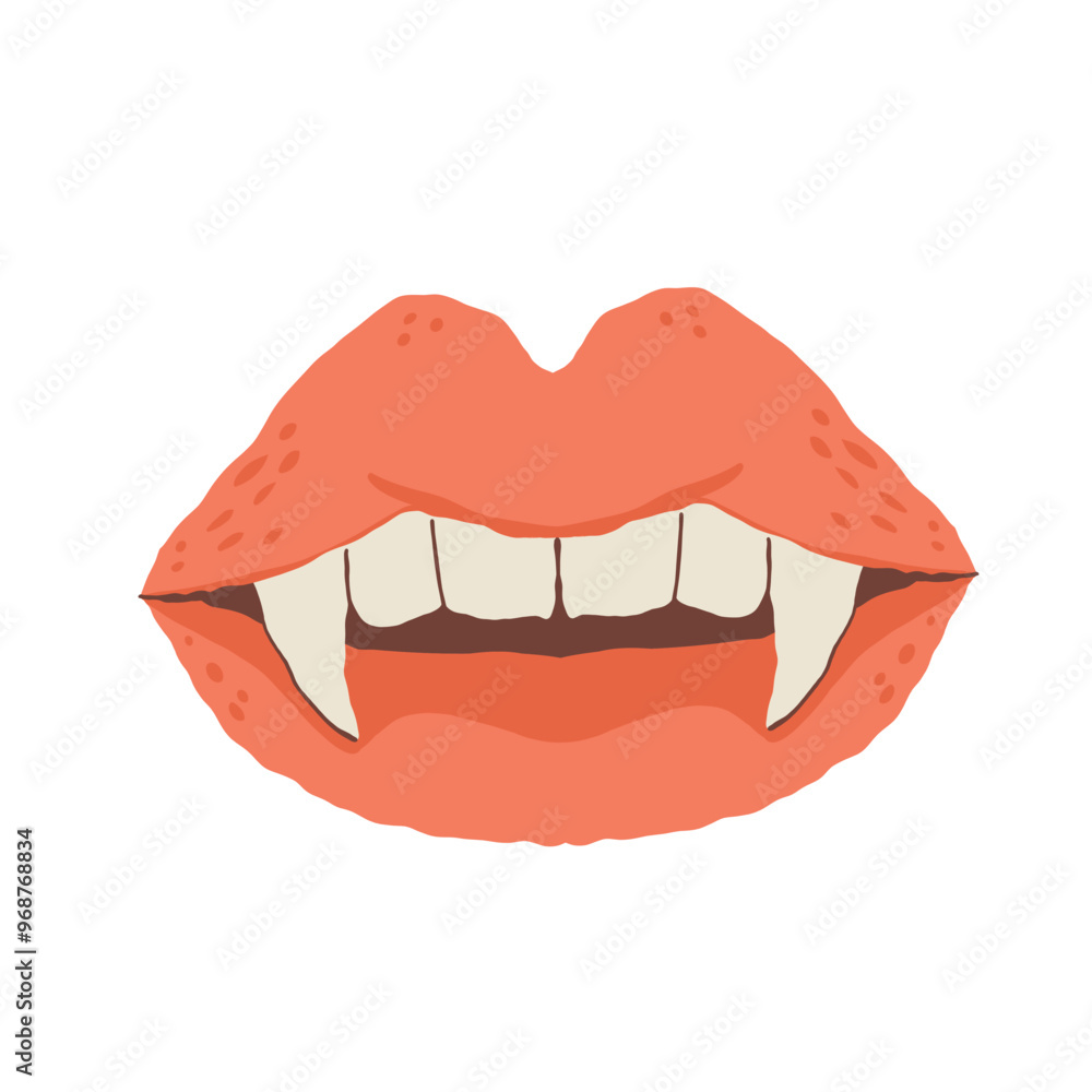 Spooky Halloween Vampire mouth. Retro hand drawn Isolated stickers Spooky Halloween Vampire mouth. Retro hand drawn Isolated stickers