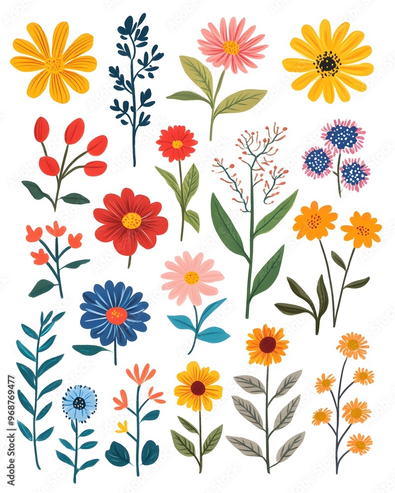 minimalism style, set of flowers minimalism style, set of flowers