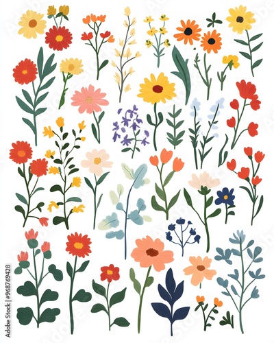 minimalism style, set of flowers