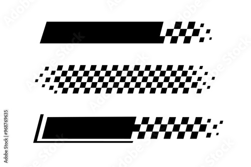 Racing stripes. Race flag. Checkered flag. Sport car decal stripes. Automotive graphics. Vector illustration