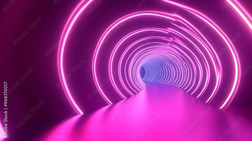 Obraz premium Neon spiral tunnel leading into the unknown in a futuristic 3D space